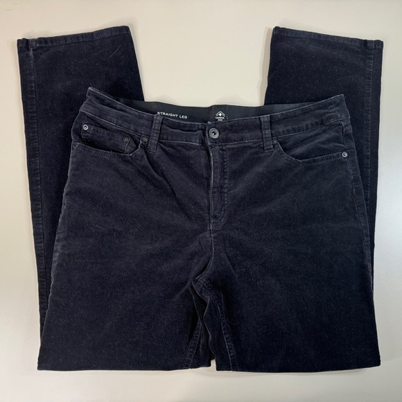 Corduroy Black Pull On Straight Leg Womens 16 Spooky Fall Witchy Comfort Stretch - Picture 2 of 13